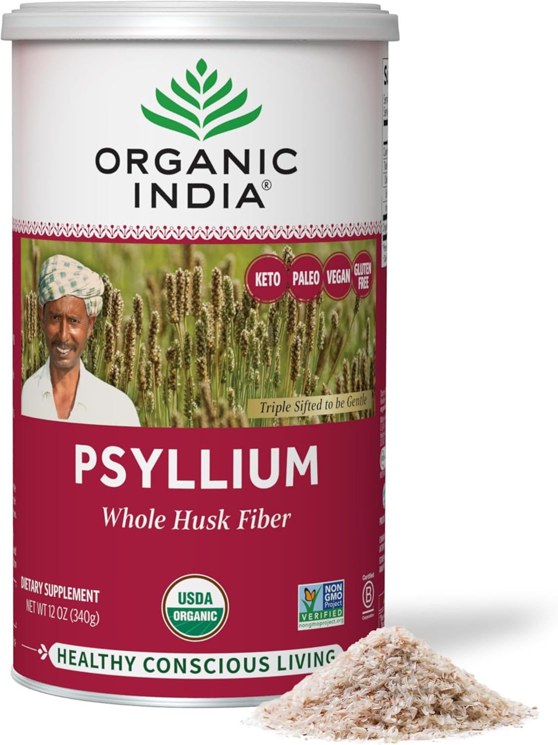 Psyllium Herbal Powder ORGANIC INDIA - Fibra Orgánica 12 oz