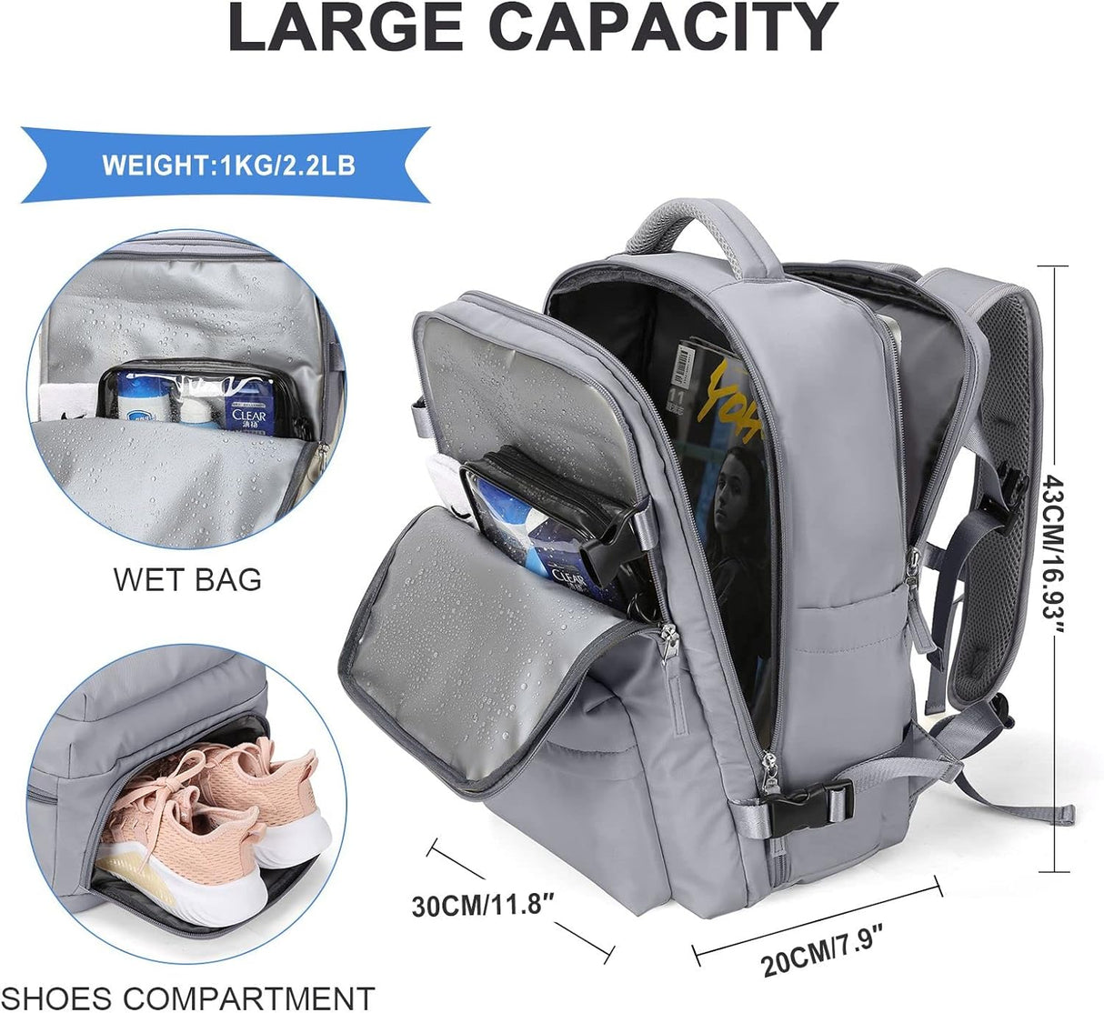 Mochila de Viaje Grande para Laptop Aprobada para Vuelo