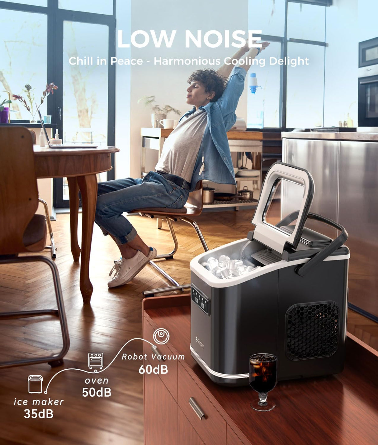 Máquina de Hielo Ecozy, Portable, Auto-Limpiante, 9 Cubos/6 min