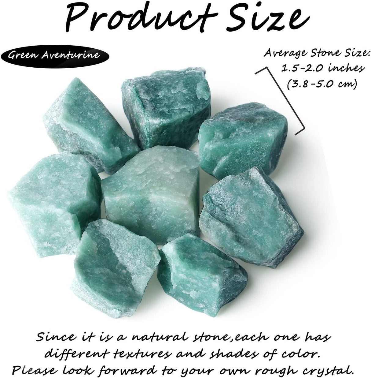 ZHIYUXI Cristales crudos de aventurina verde de 2 in