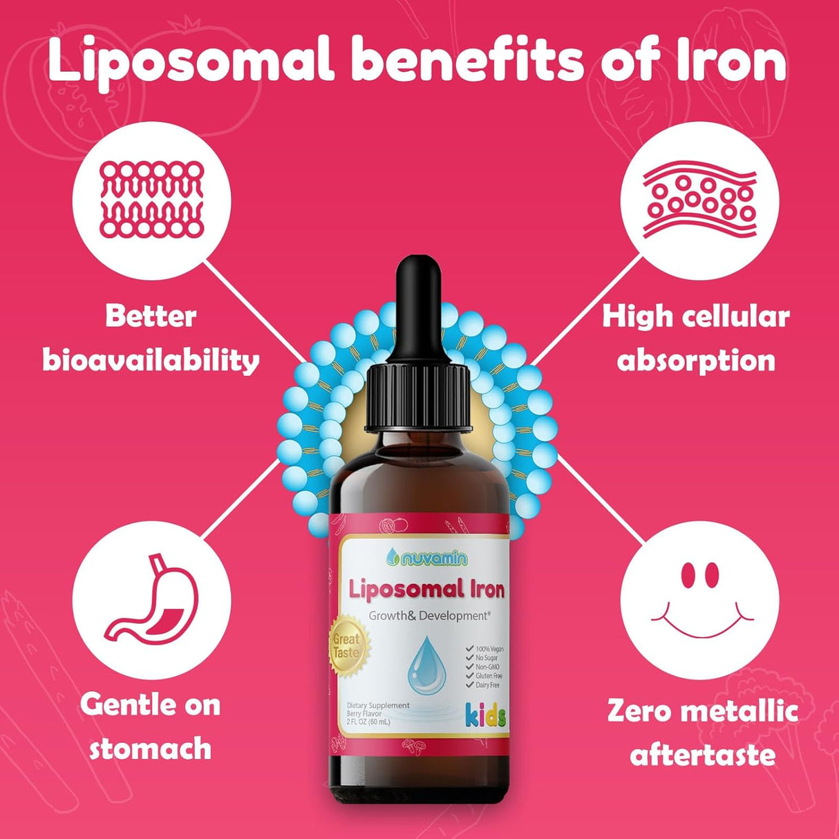 Suplemento Gotas de hierro liposomal líquido para bebés