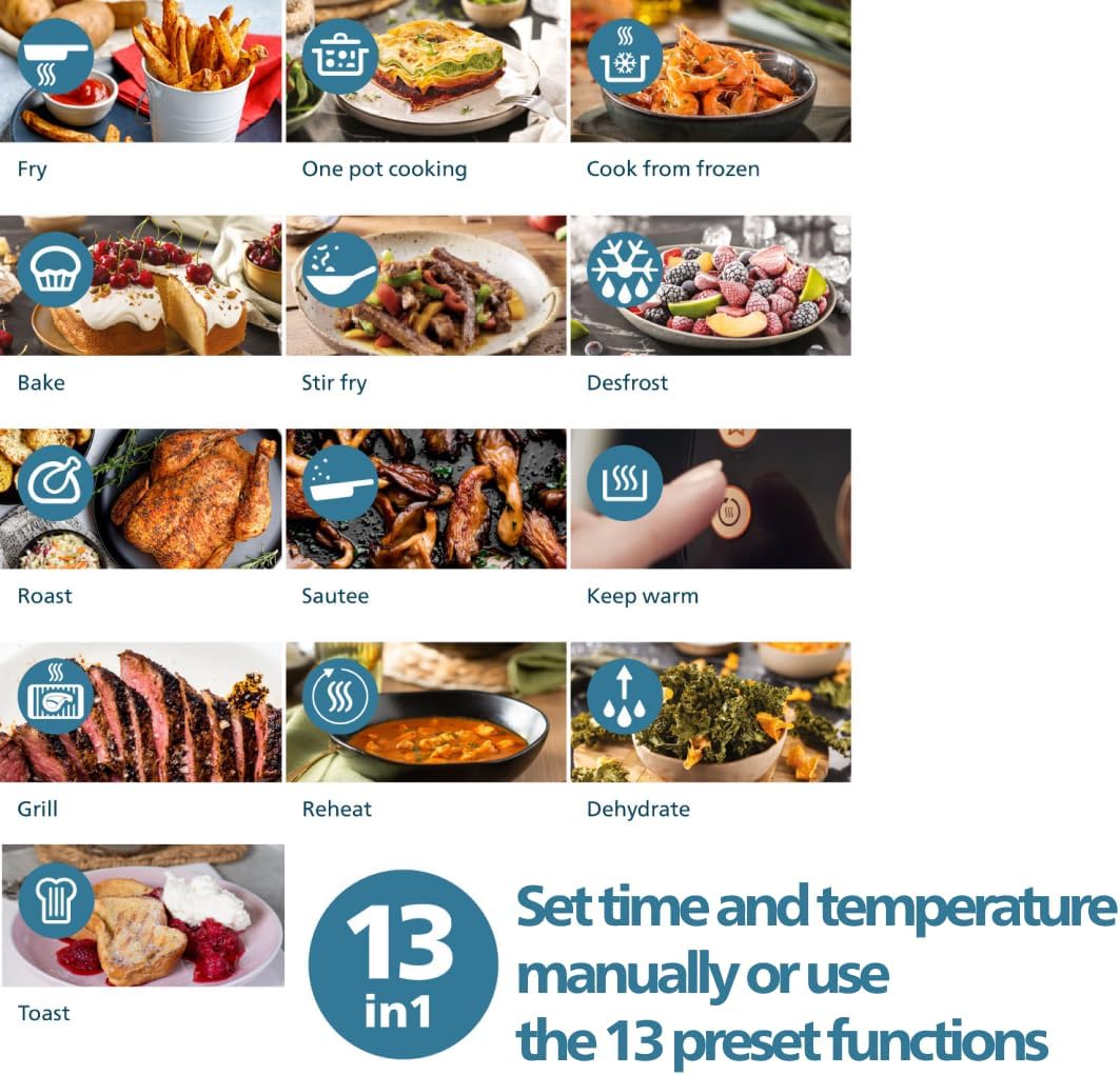 Freidora de aire Philips 2000 Series 13 en 1, 6.6 Qt, NA230/00