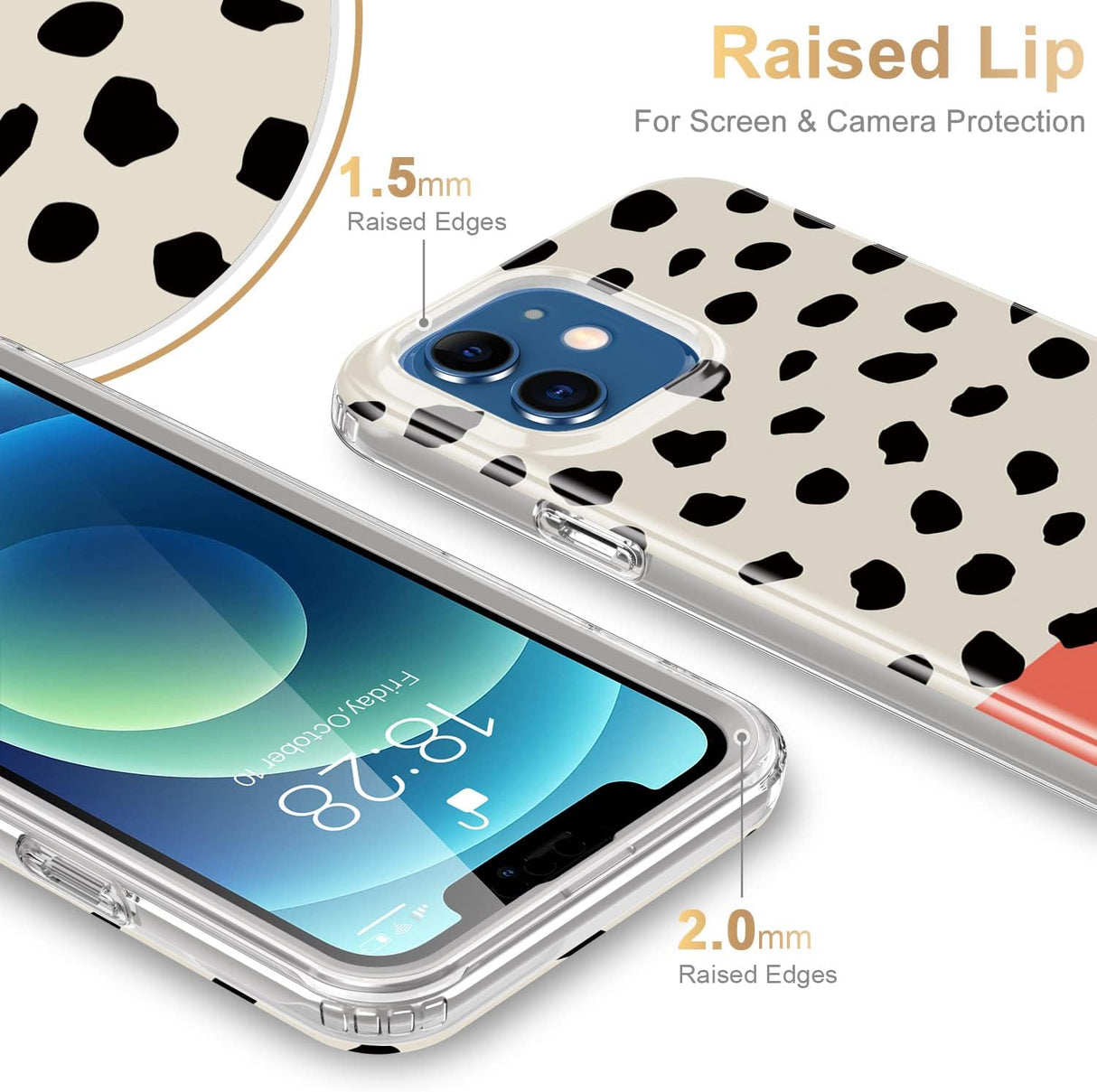 ESDOT Funda para iPhone 12, iPhone 12 Pro con protector de pantalla integrado, funda resistente con diseños de moda para mujeres y niñas, funda protectora para iPhone 12/12 Pro de 6.1 pulgadas, bonito patrón de leopardo