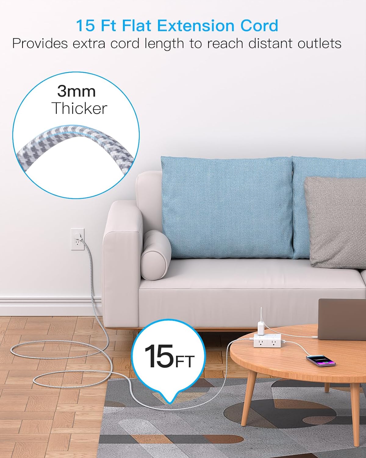 Cable protector de sobretensiones de 15 ft