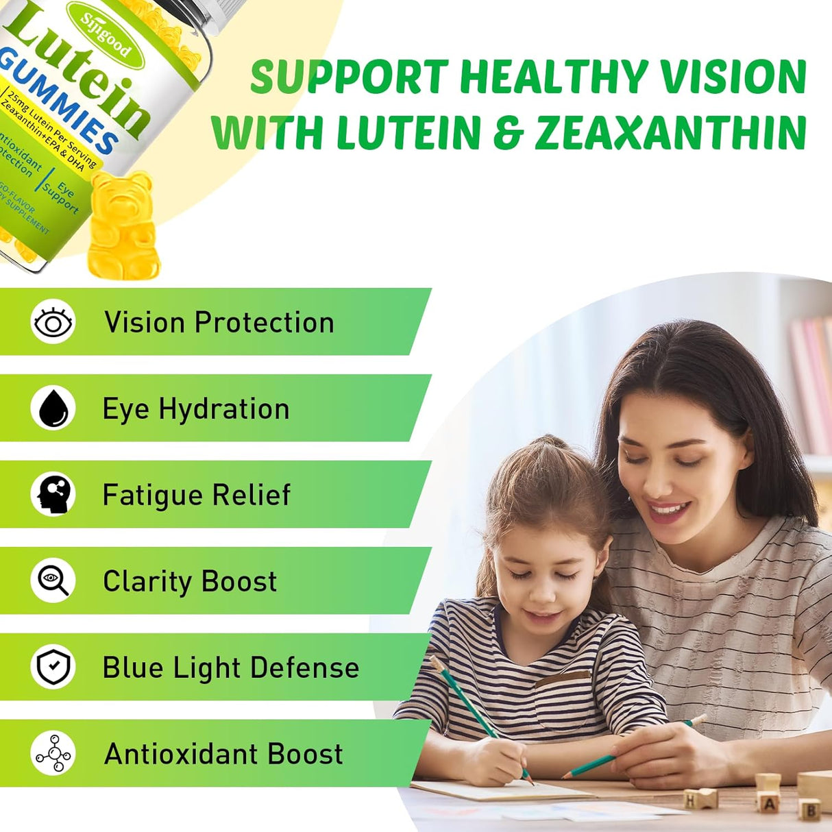 Gummies de Luteína con Zeaxantina y Omega-3, 60u