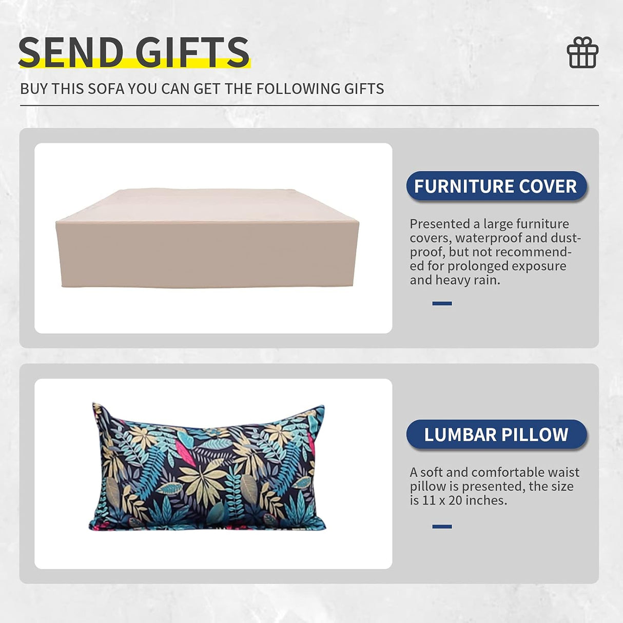 Lviden Juego de muebles de mimbre PE para exteriores, 7 piezas, juego de sofá de conversación seccional de ratán para patio, con cojines azul marino y mesa superior de vidrio