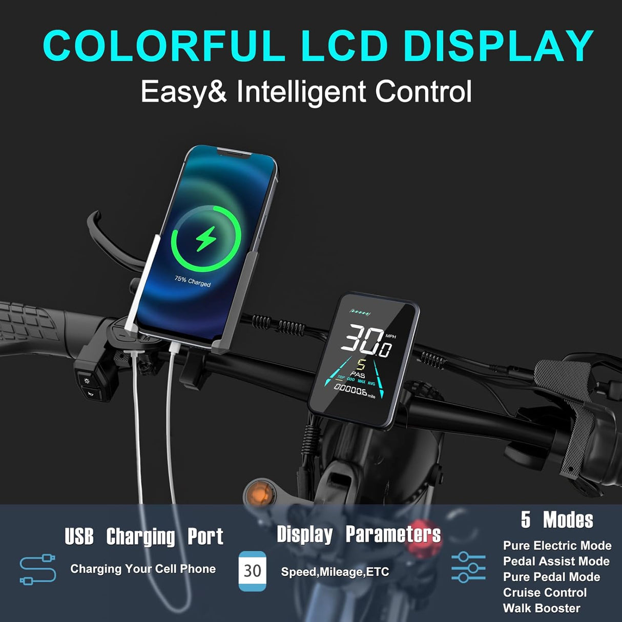 Bicicleta Eléctrica DAMSON 1000W 48V 30AH 26 Fat Tire Full Suspension