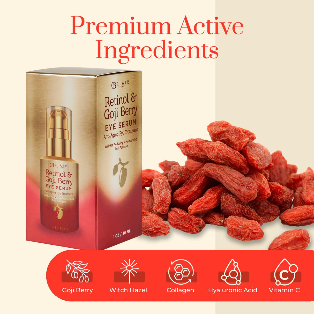 Suero Ojos Retinol y Goji: Reduce Líneas Finas y Ojeras