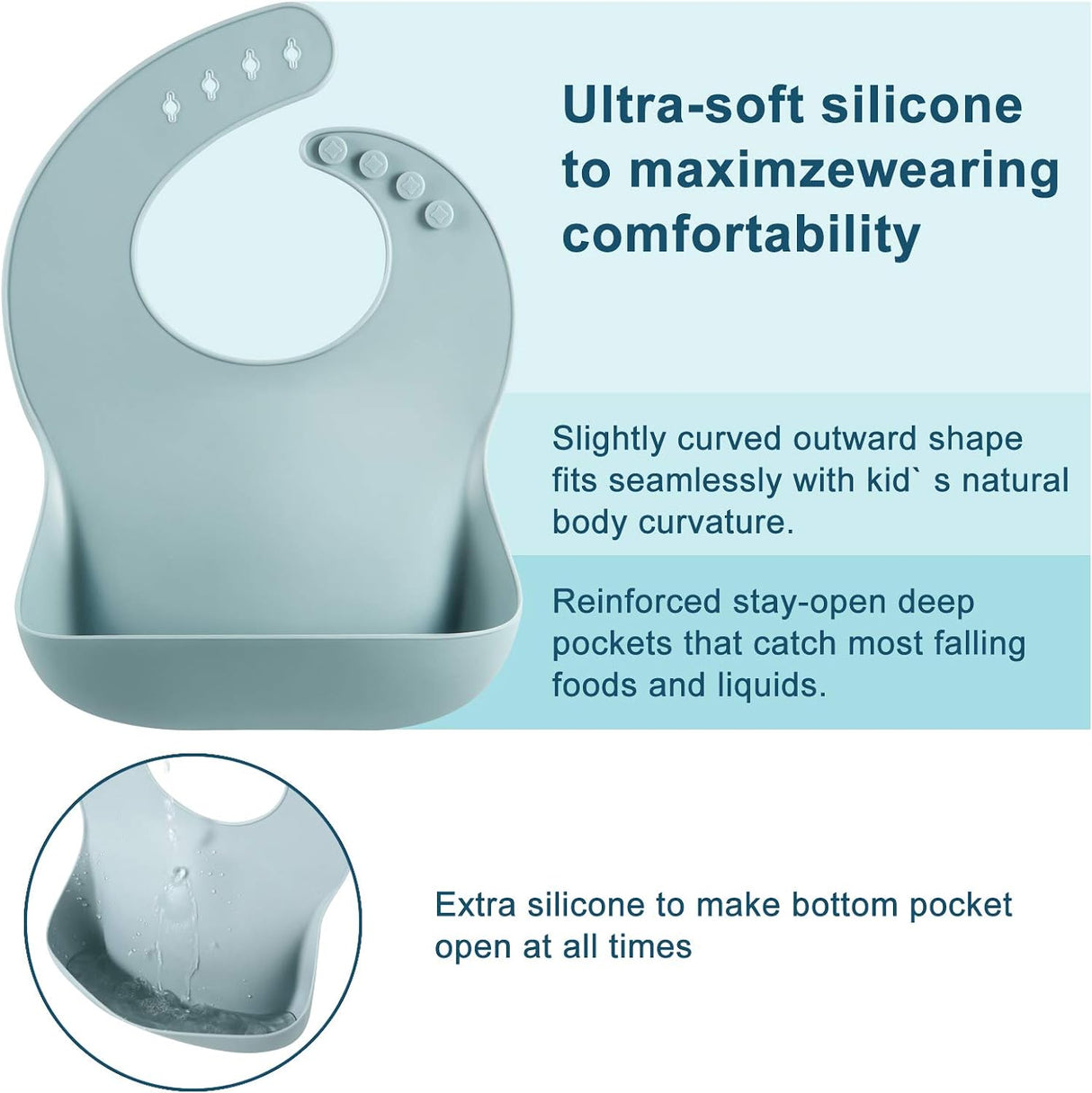 Juego de 3 bonitos baberos de silicona para bebés 10-72 mese