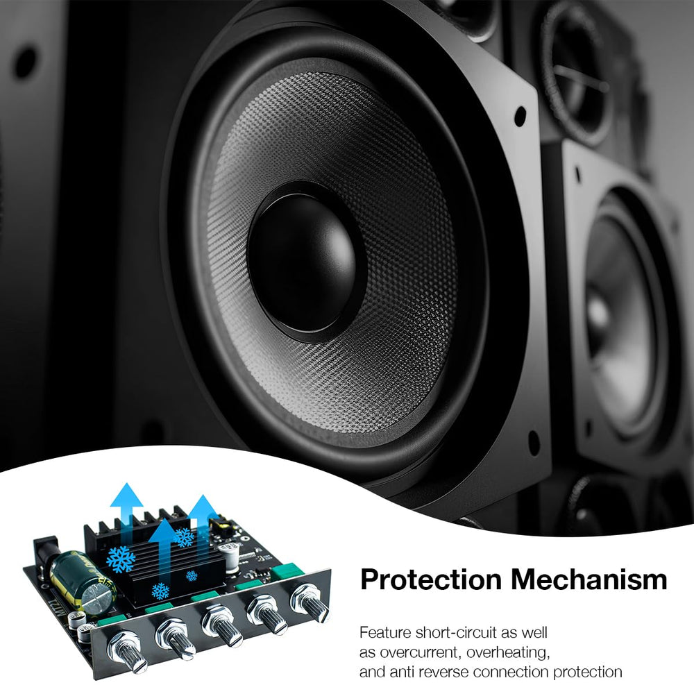 Amplificador de Audio Bluetooth 50W×2+100W con Control de Graves y Agudos