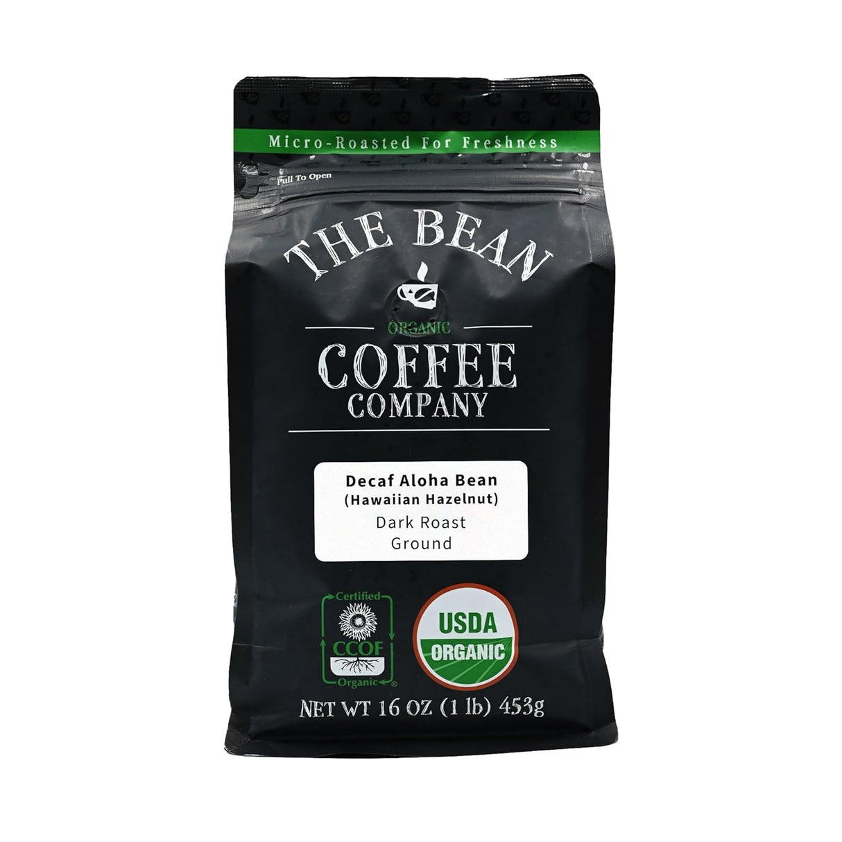 Café Molido Orgánico Descafeinado Aloha Bean 16 oz, The Bean
