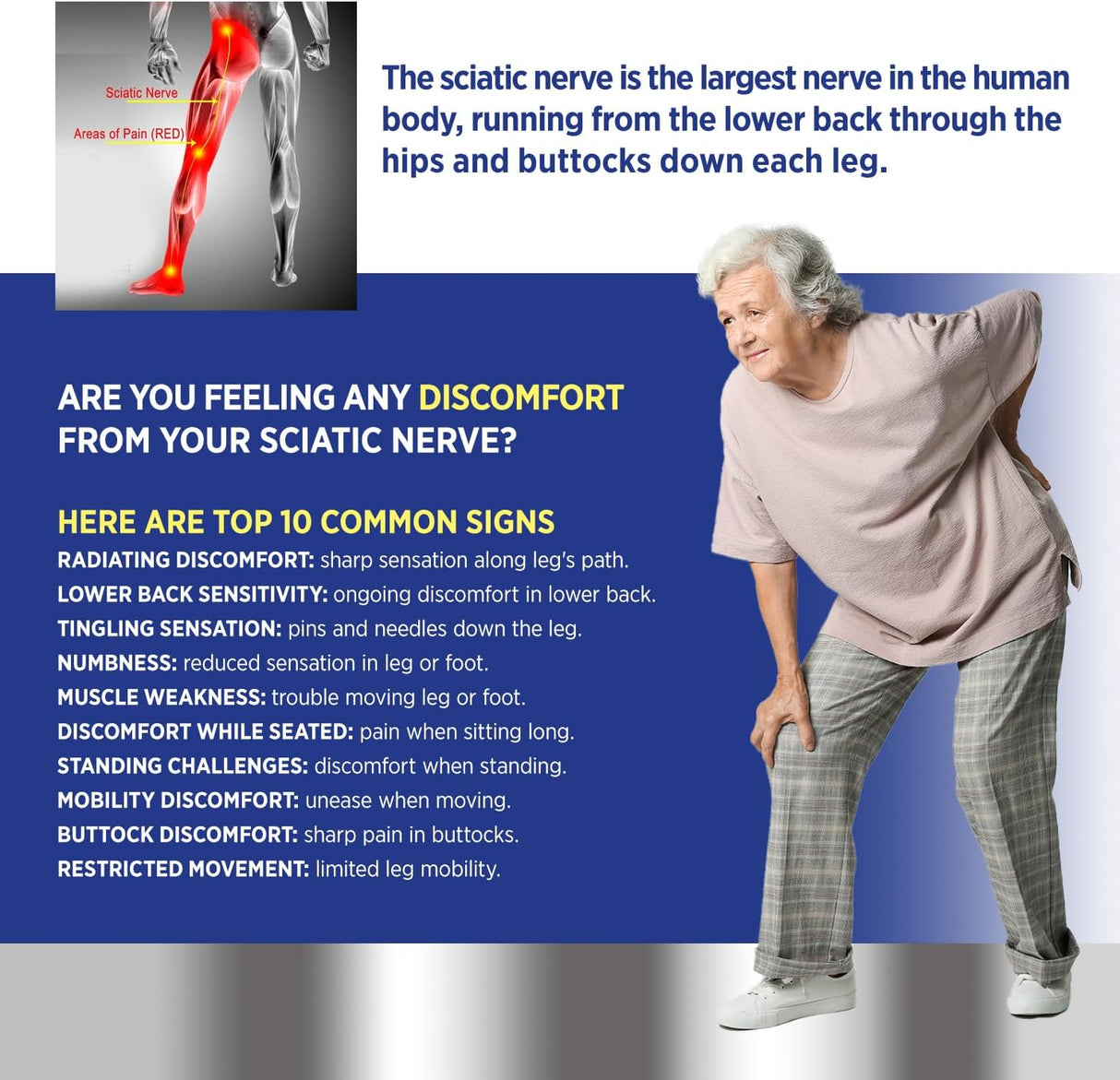 Suplemento del apoyo del nervio ciático vitamina de palma