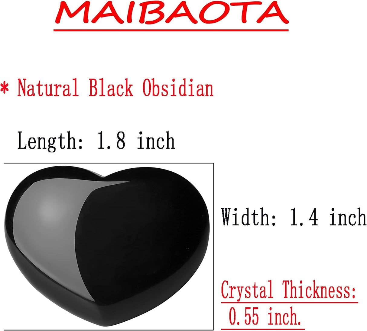 Corazón de cristal de 1.772 in, cristales curativos MAIBAOTA