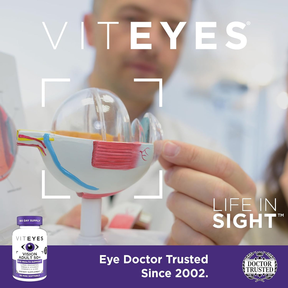 Viteyes Adulto 50+ para la vista, Luteína, Omega-3, 90 Cápsulas