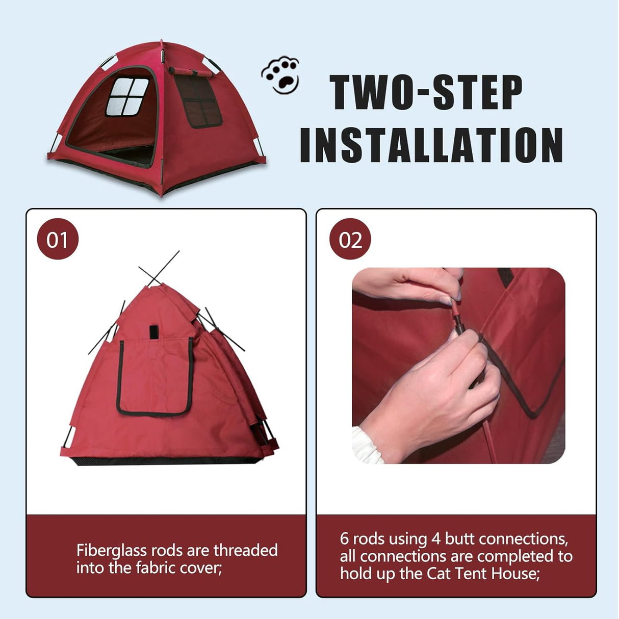 Casa de tienda para gatos Red Cat, portátil, interior/exterior