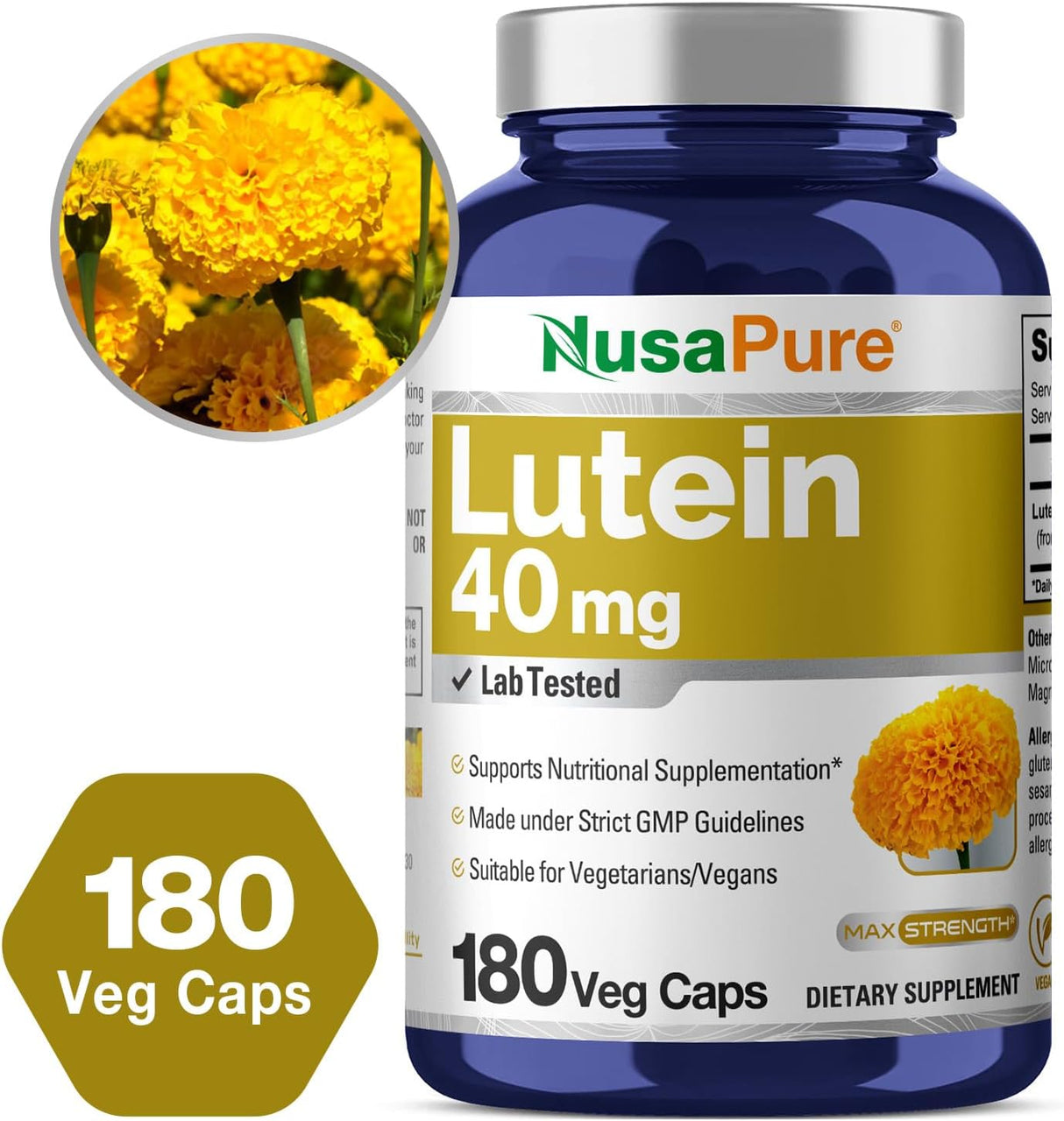 NusasPure Luteín 40mg 180 Cápsulas Veganas No GMO