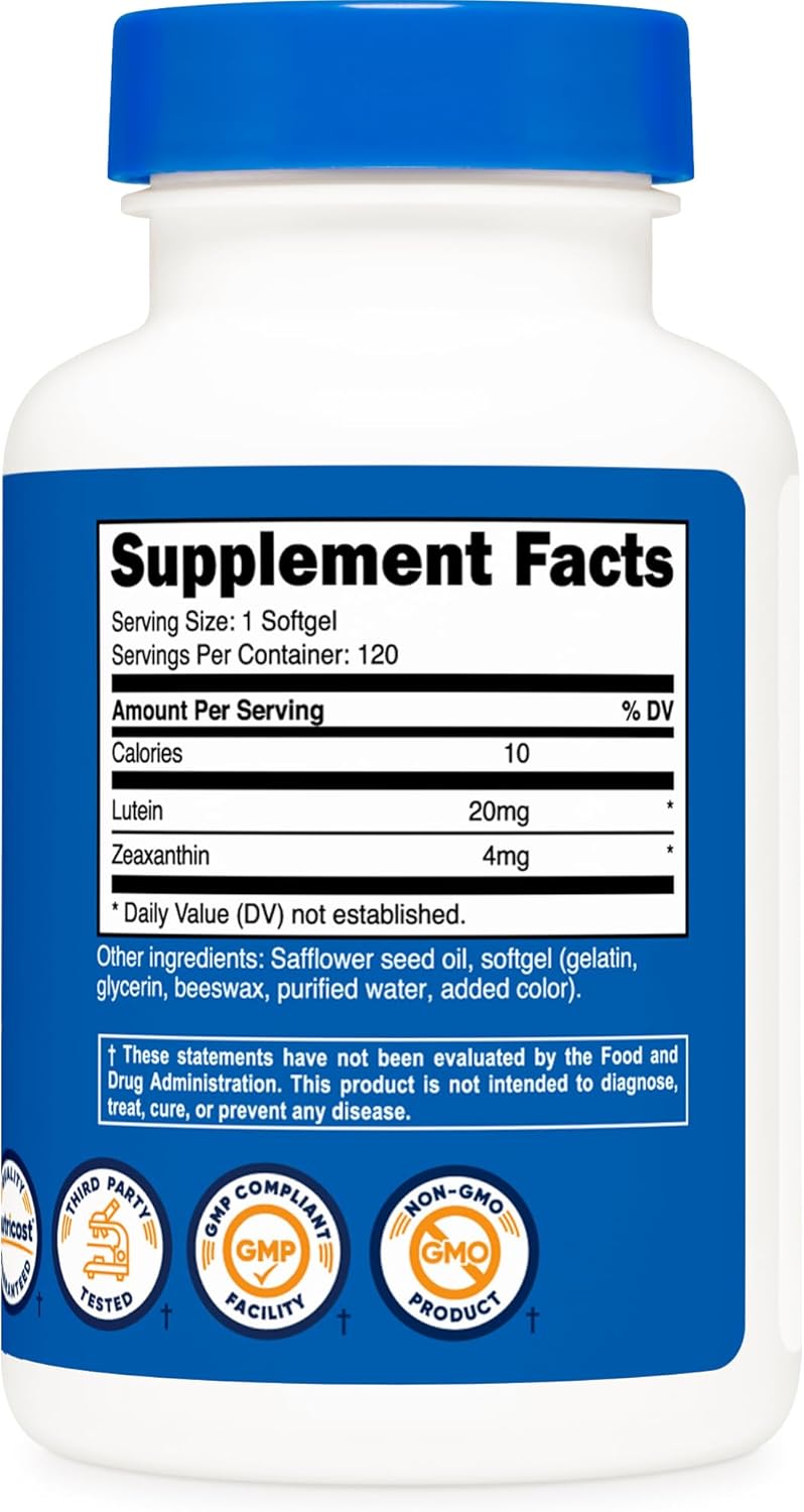 Suplemento Nutricost Zeaxantina con luteína 20 mg 120 cáp