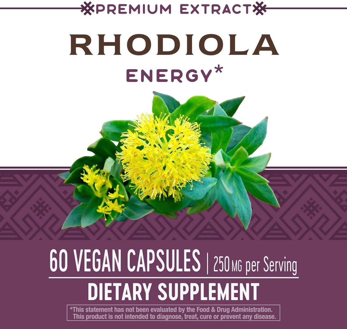Suplemento Extracto prémium Rhodiola Energy sin OMG 250 mg