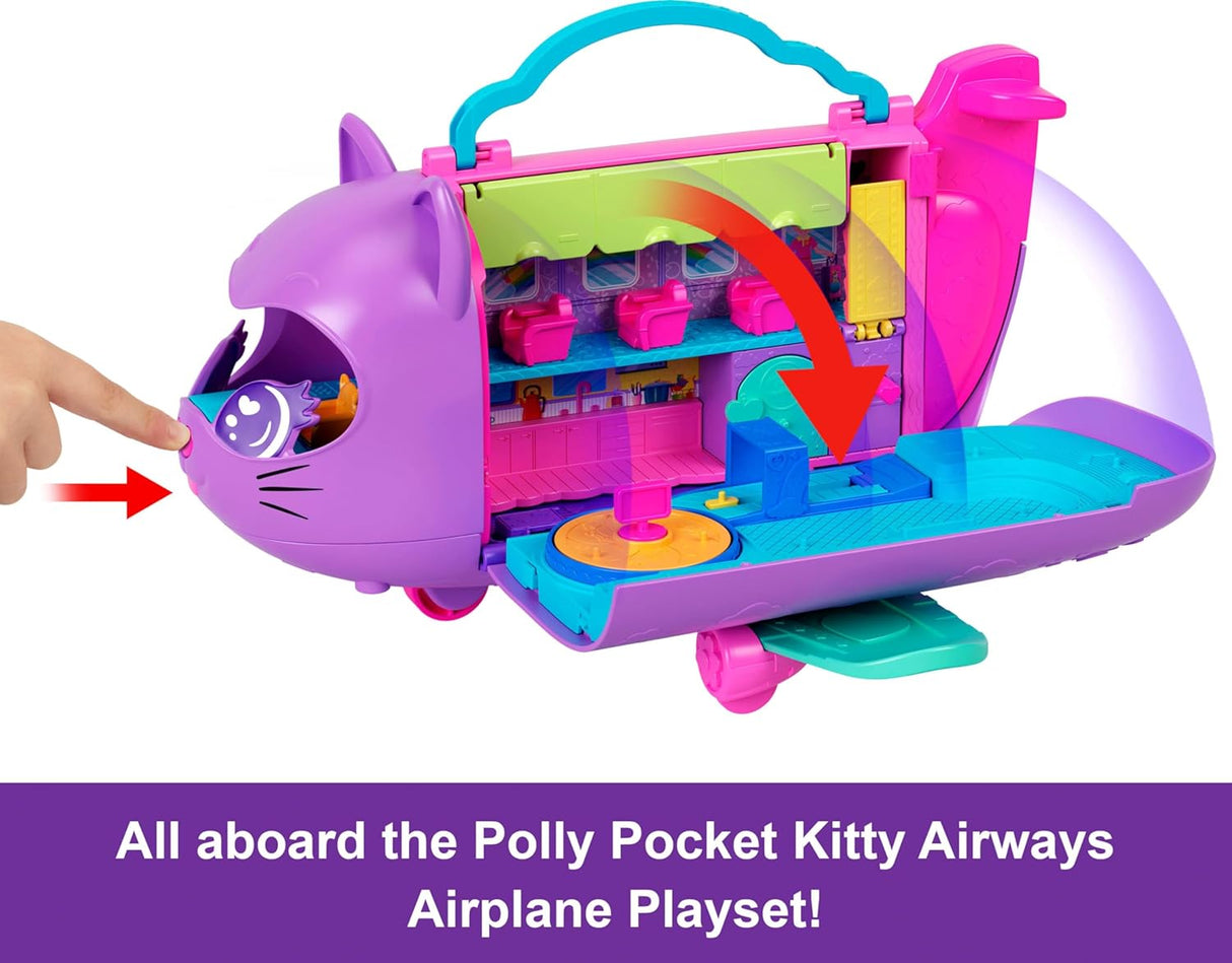 Muñecas Polly Pocket, Juego Kitty Airways, 2 Mini Muñecas, Accs.
