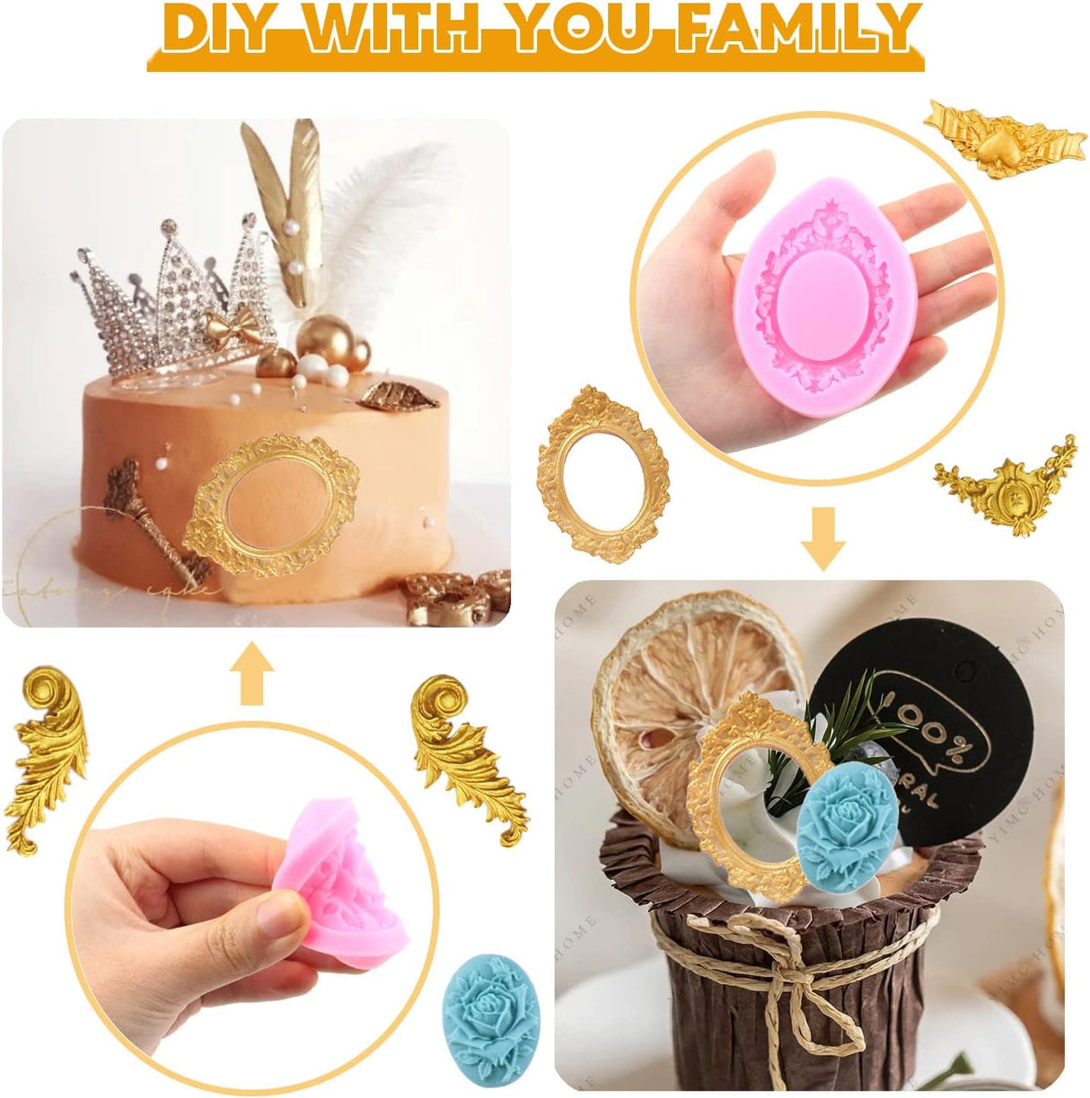 MYPRACS Marco de fotos barroco con diseño de pergamino