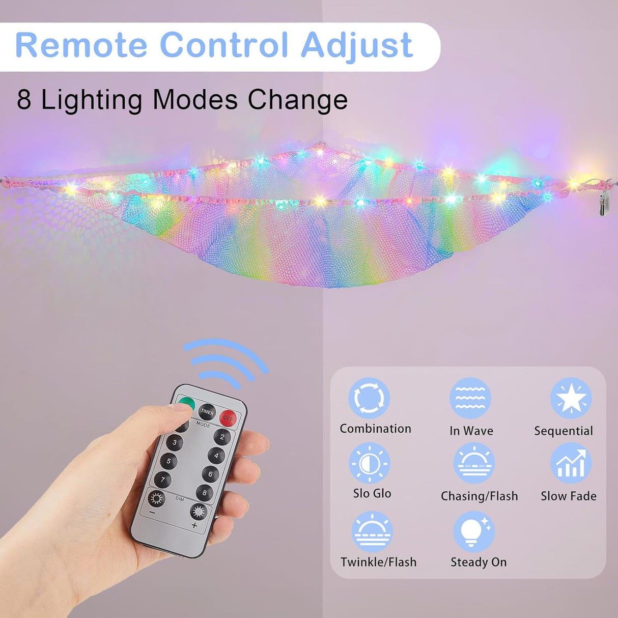 Hamaca para Peluches Basumee con Luz LED, Control Remoto