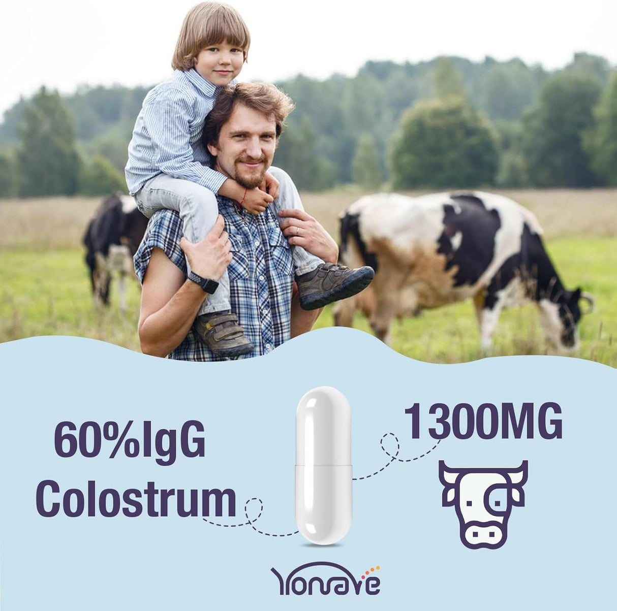 Cápsulas de Colostro Bovino 1300mg - 60% IgG - 60 Cápsulas