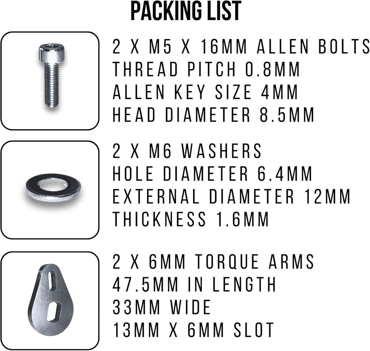 Juego de Brazo de Torque para Ebike, Acero Inoxidable, M14