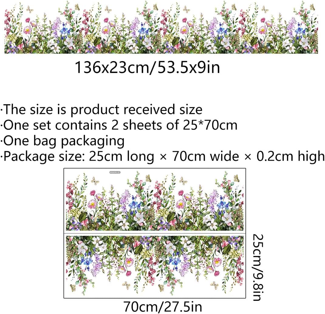 Vinilos Pared Flores y Mariposas Stickers Decorativos 60x90cm