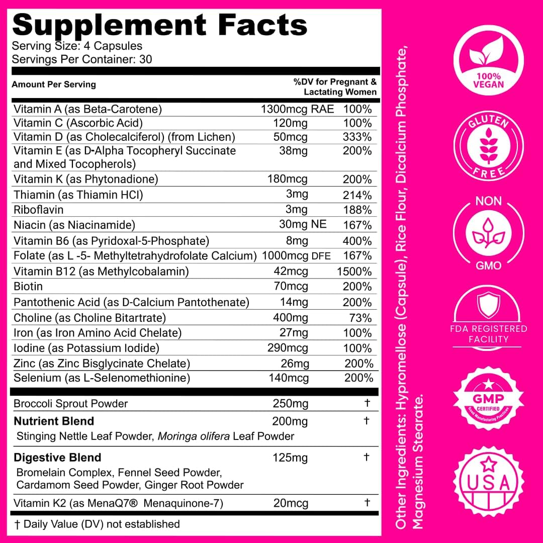 Vitaminas Prenatales para Mujeres con Folate y Hierro