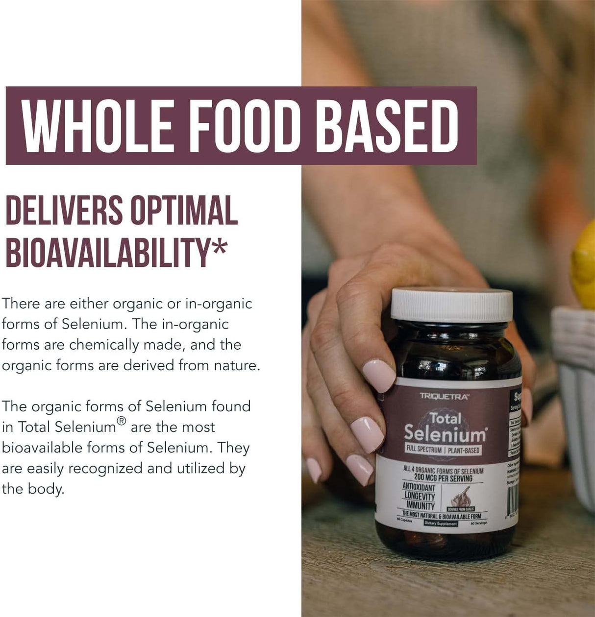 Suplemento Selenio total 200 mcg selenio a base de plantas