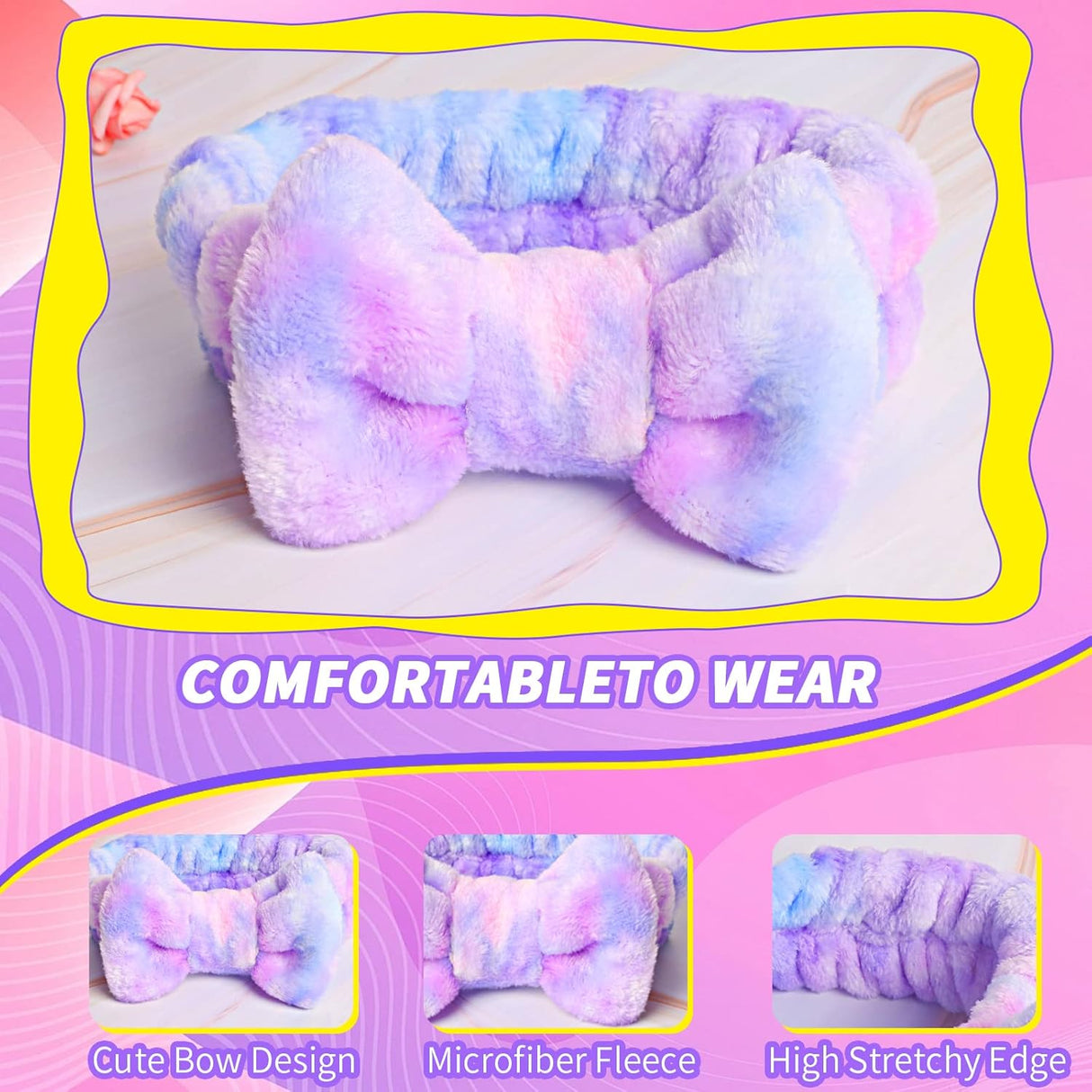 Diadema de spa y muñequeras a juego para lavar la cara WSYUB