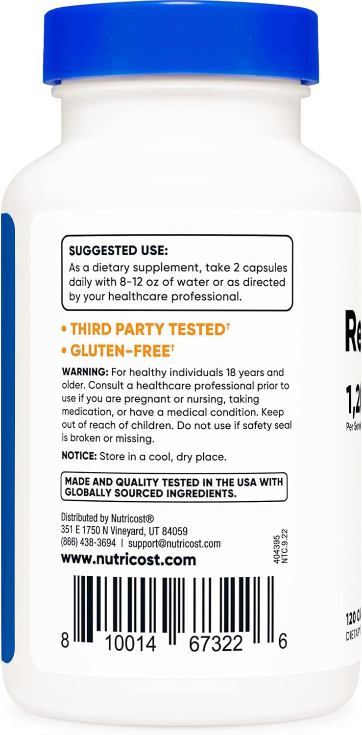 Suplemento Nutricost Arroz de levadura roja 1200 mg, 120 cáp