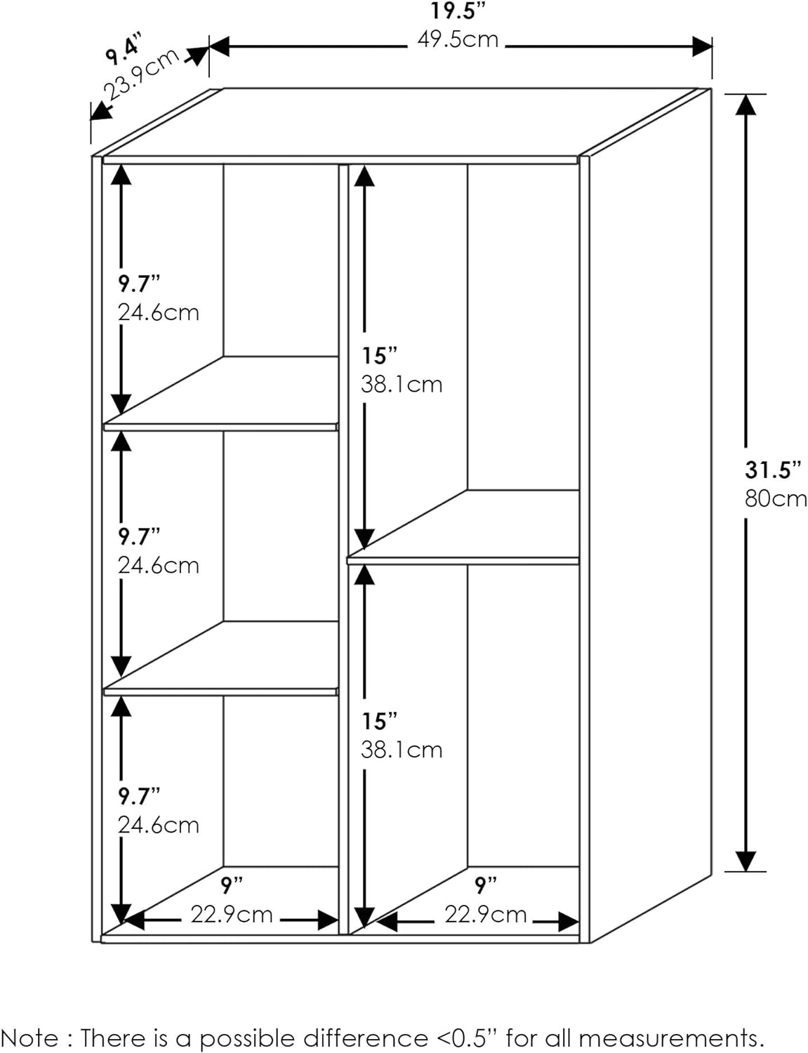 Estantería abierta reversible con 5 cubos - Modelo 11069WH/LBL