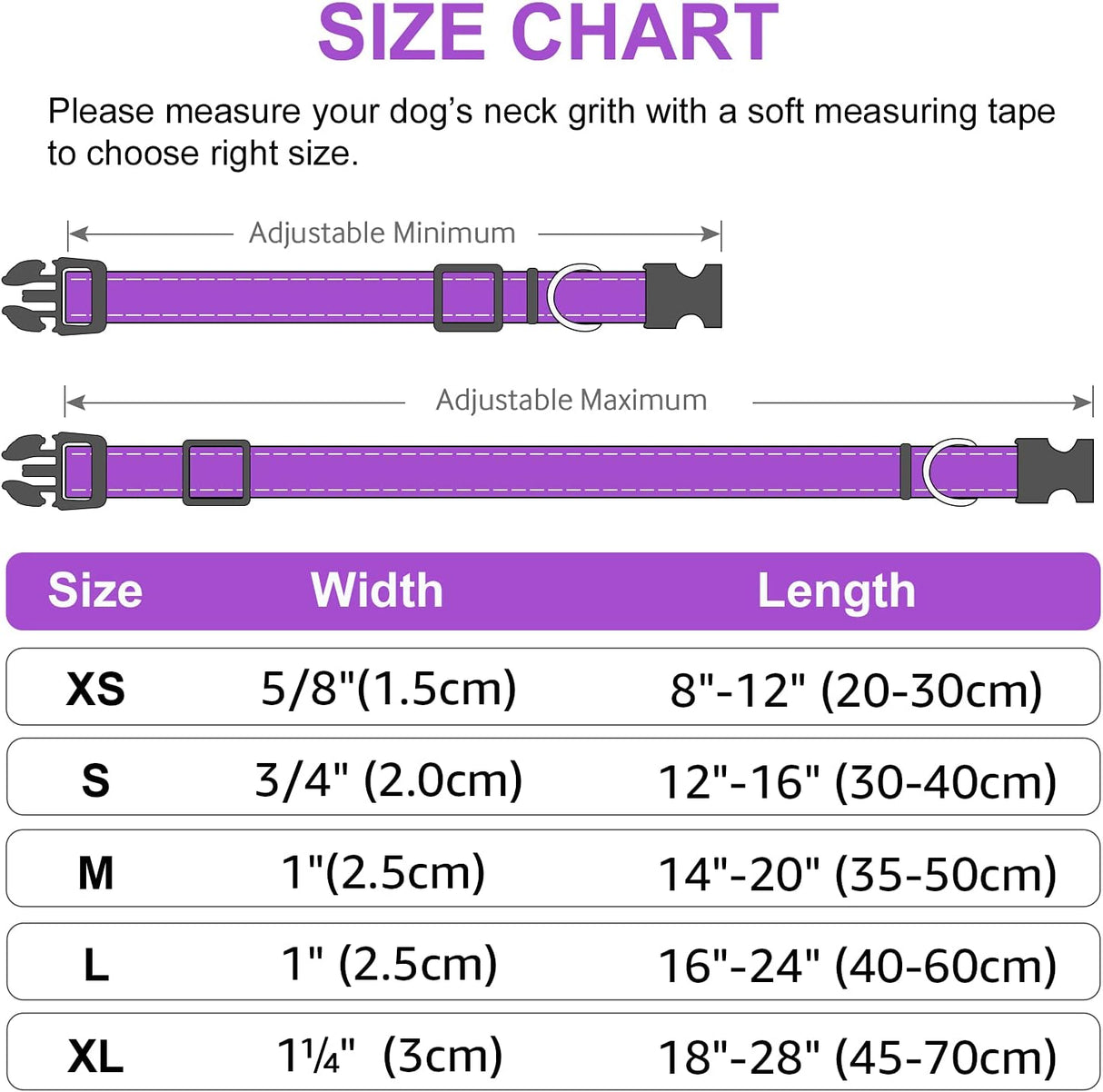 Collar Reflectante para Perros Joytale, Neopreno Ajustable M