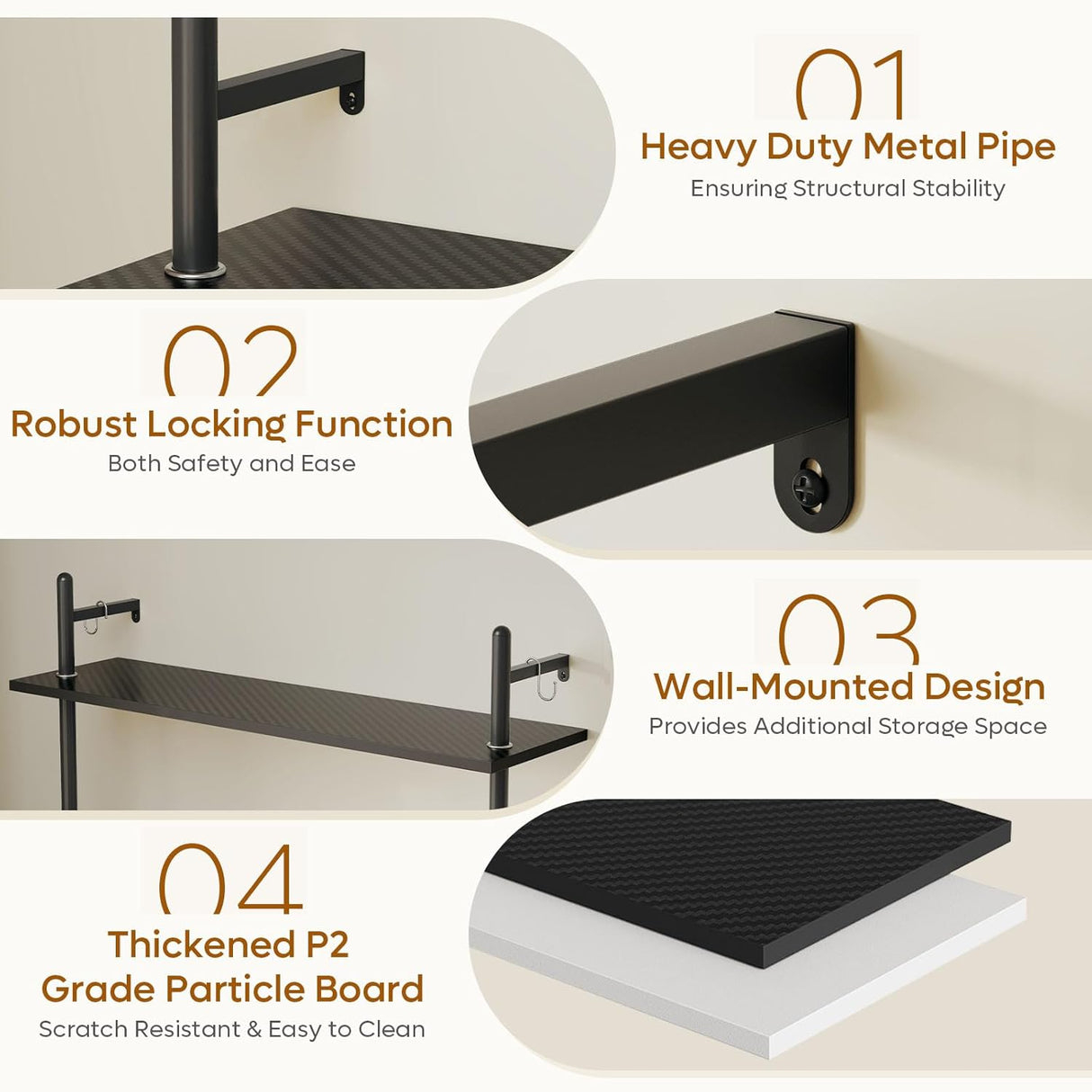 Estanterías Flotantes Bestier, 24 LED, 3 Niveles, para Pared