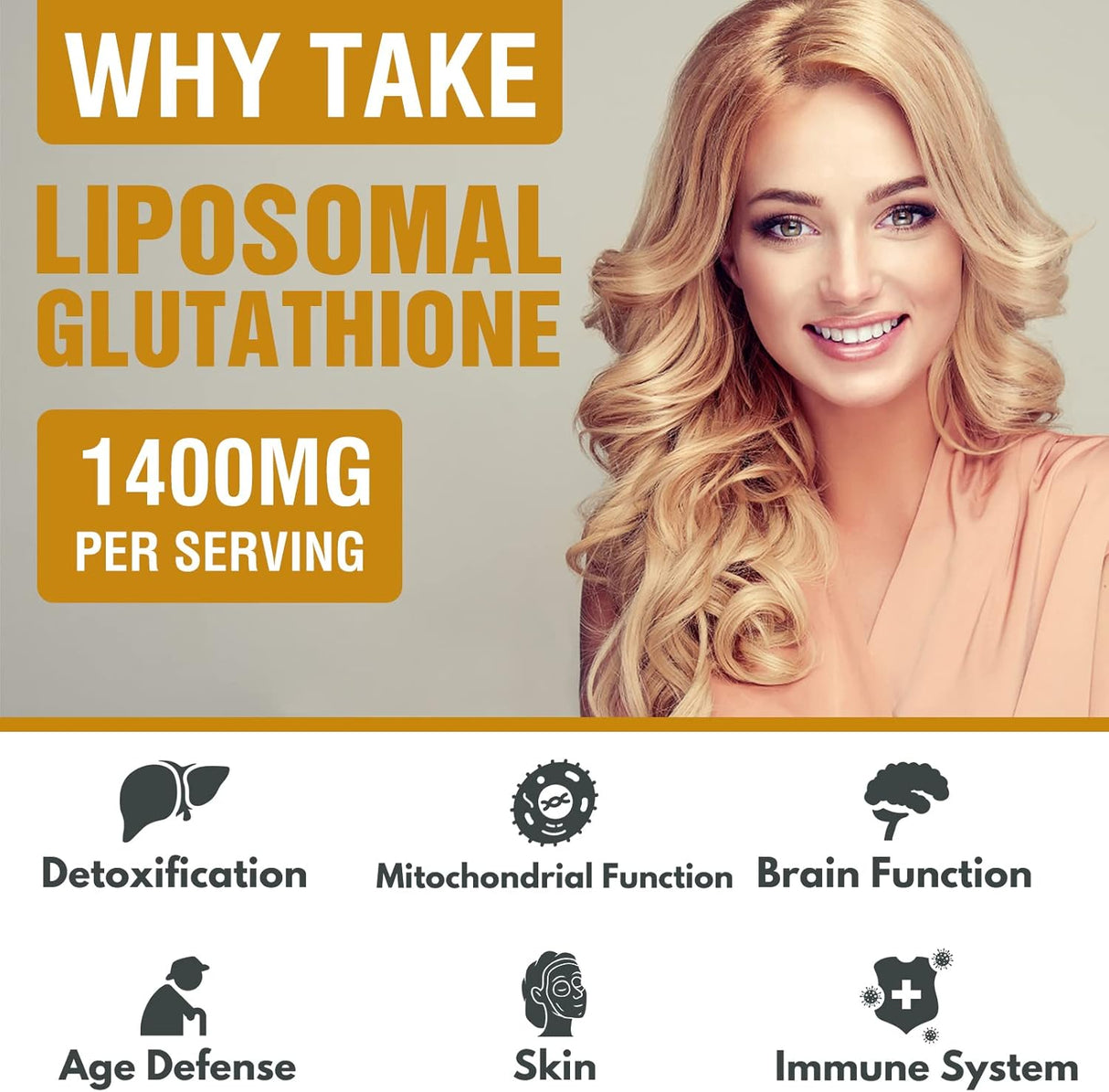 Suplemento de glutatión reducido de 1000 mg con vitamina C