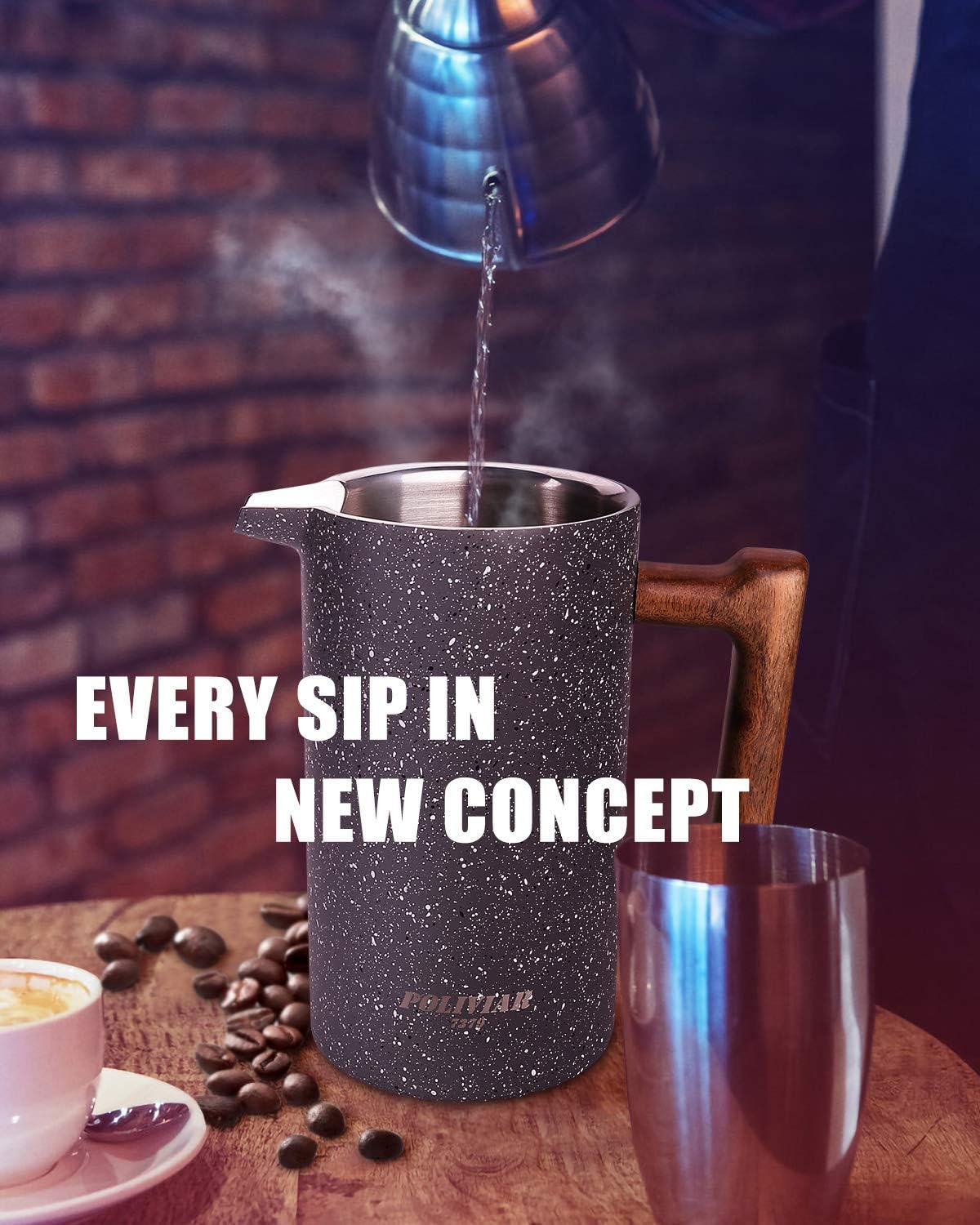 Cafetera de prensa francesa aislamiento de doble pared