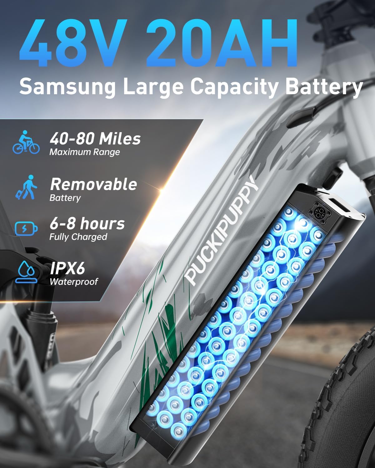 Bicicleta Eléctrica Corgi 960W, 48V, 80M, Suspensión Completa