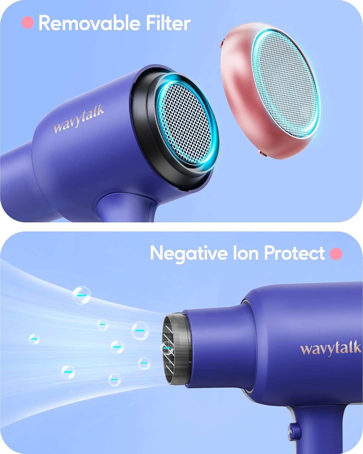 Secador de pelo profesional con boquilla difusora y peine