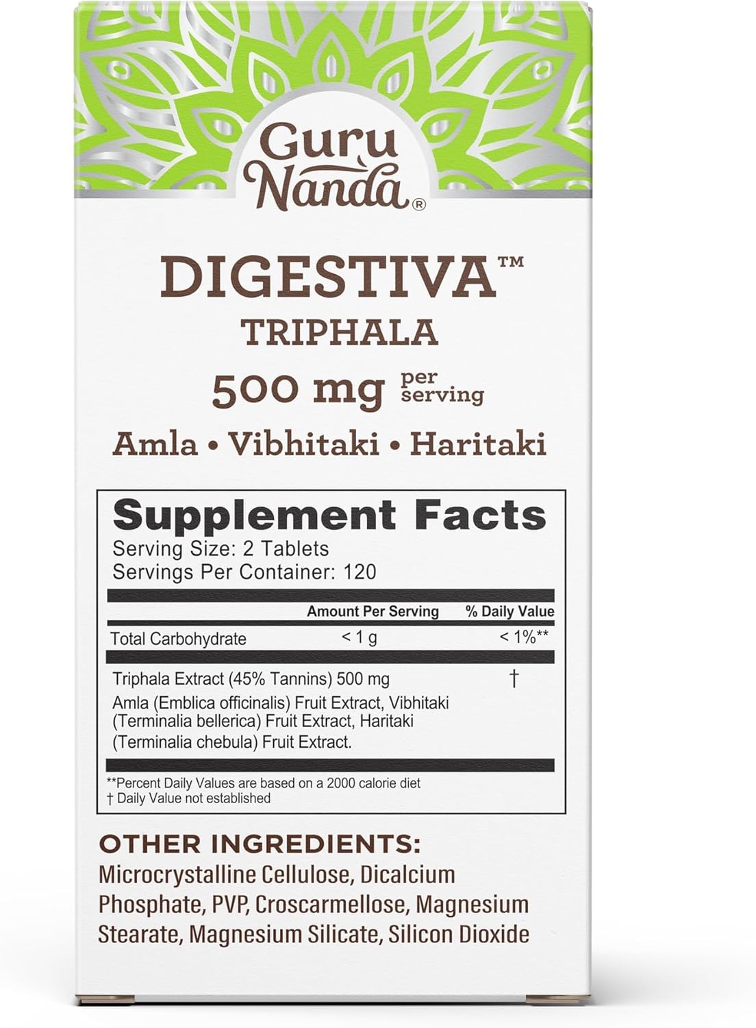 Suplemento GuruNanda Digestiva Triphala dietético con amla
