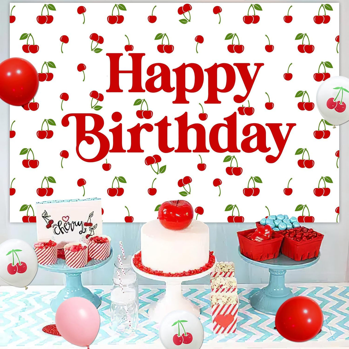 Decoraciones Fiesta Cereza Kit Arco Globos Cumpleaños Verano
