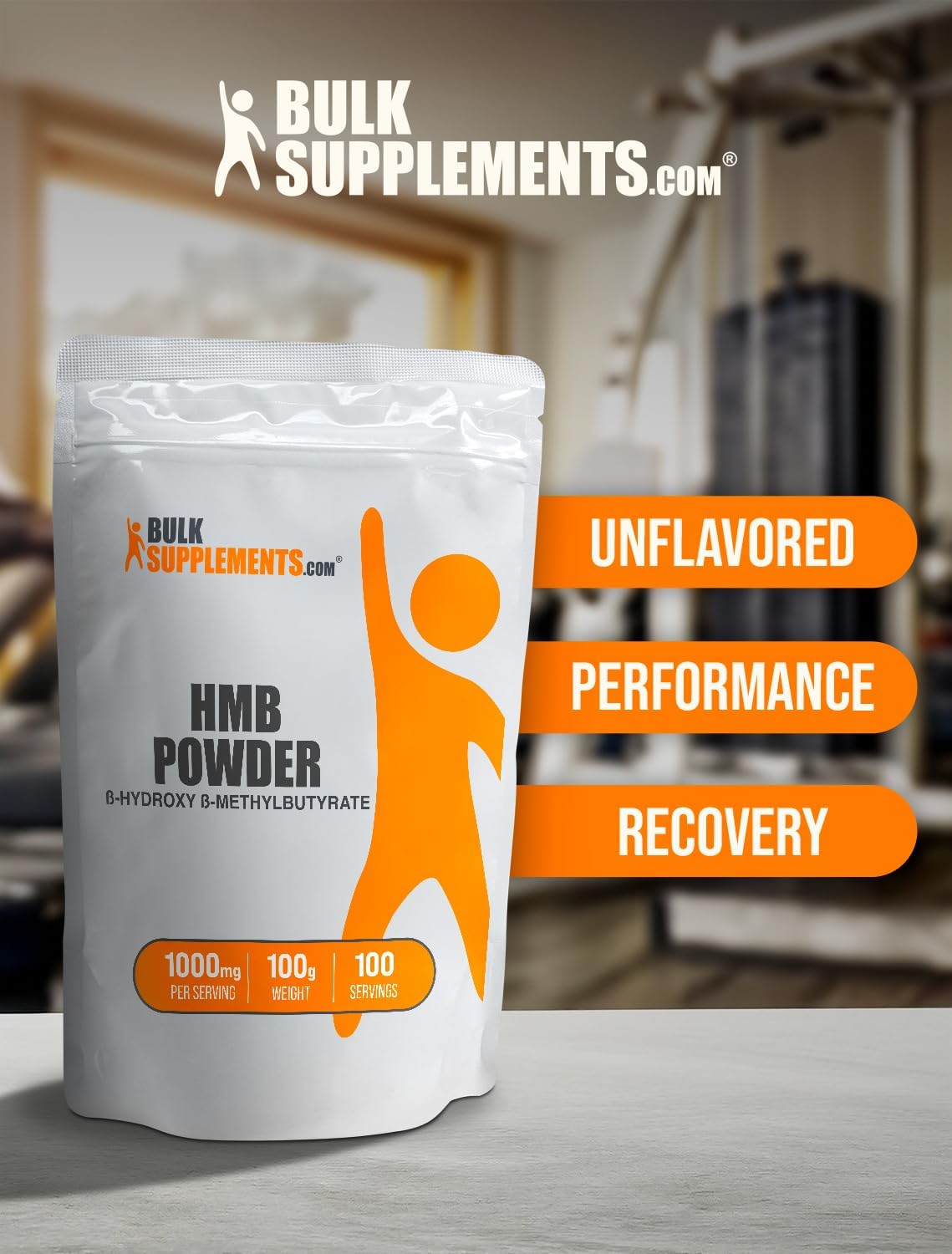 HMB en polvo BulkSupplements, 1000mg, 100g (Calcio HMB)
