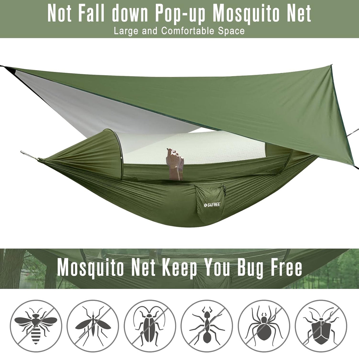 Hamaca Grande G4Free con Mosquitera y Tarp para Camping