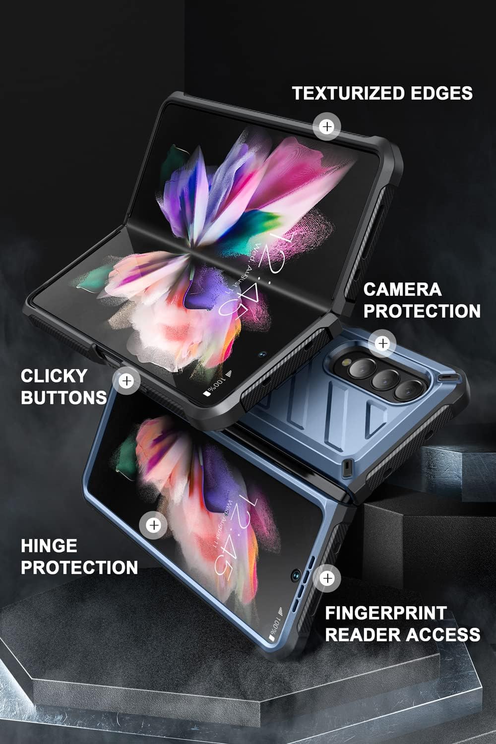 SUPCASE Unicorn Beetle - Funda protectora para Galaxy Z Fold 3 5G (2021), resistente clip para cinturón a prueba de golpes, con protector de pantalla integrado y soporte (inclinación)