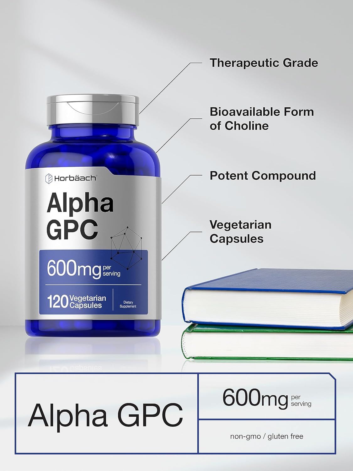 Suplemento de Colina Alpha GPC 600mg | Vegetariano y sin gluten