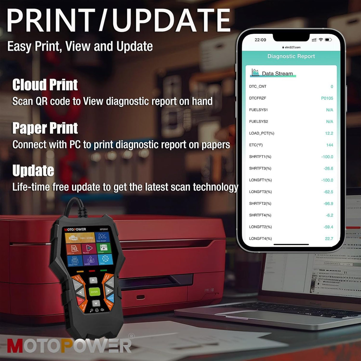 Escáner de diagnóstico de lector de código MP69040 MOTOPOWER
