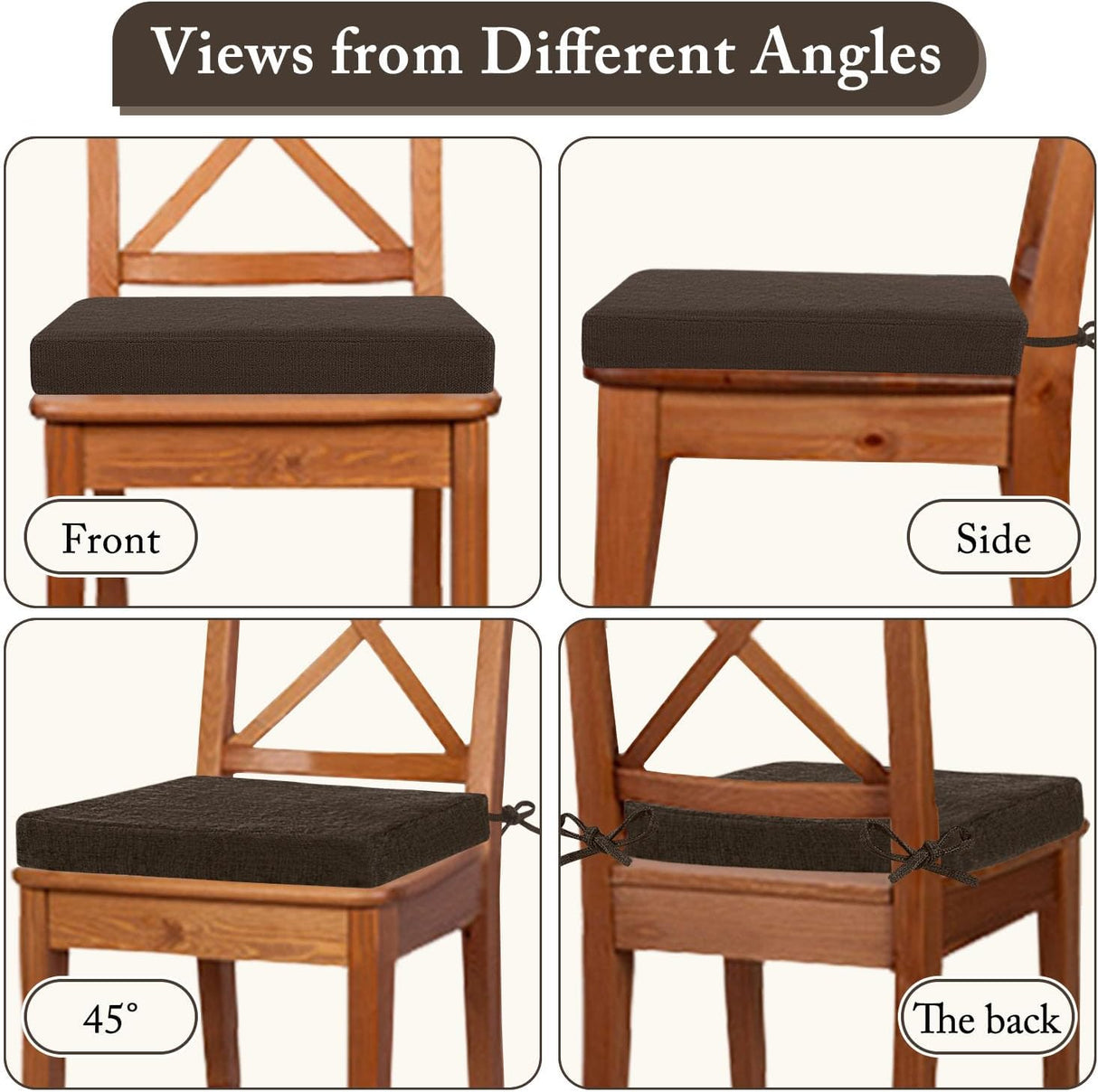 Cojines para Sillas de Comedor Cozyide, 4 Pack, 16 x 16