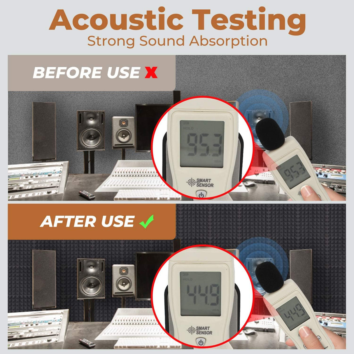 Paneles Acústicos Pyramid 24 Pack, Alta Densidad y Resistente