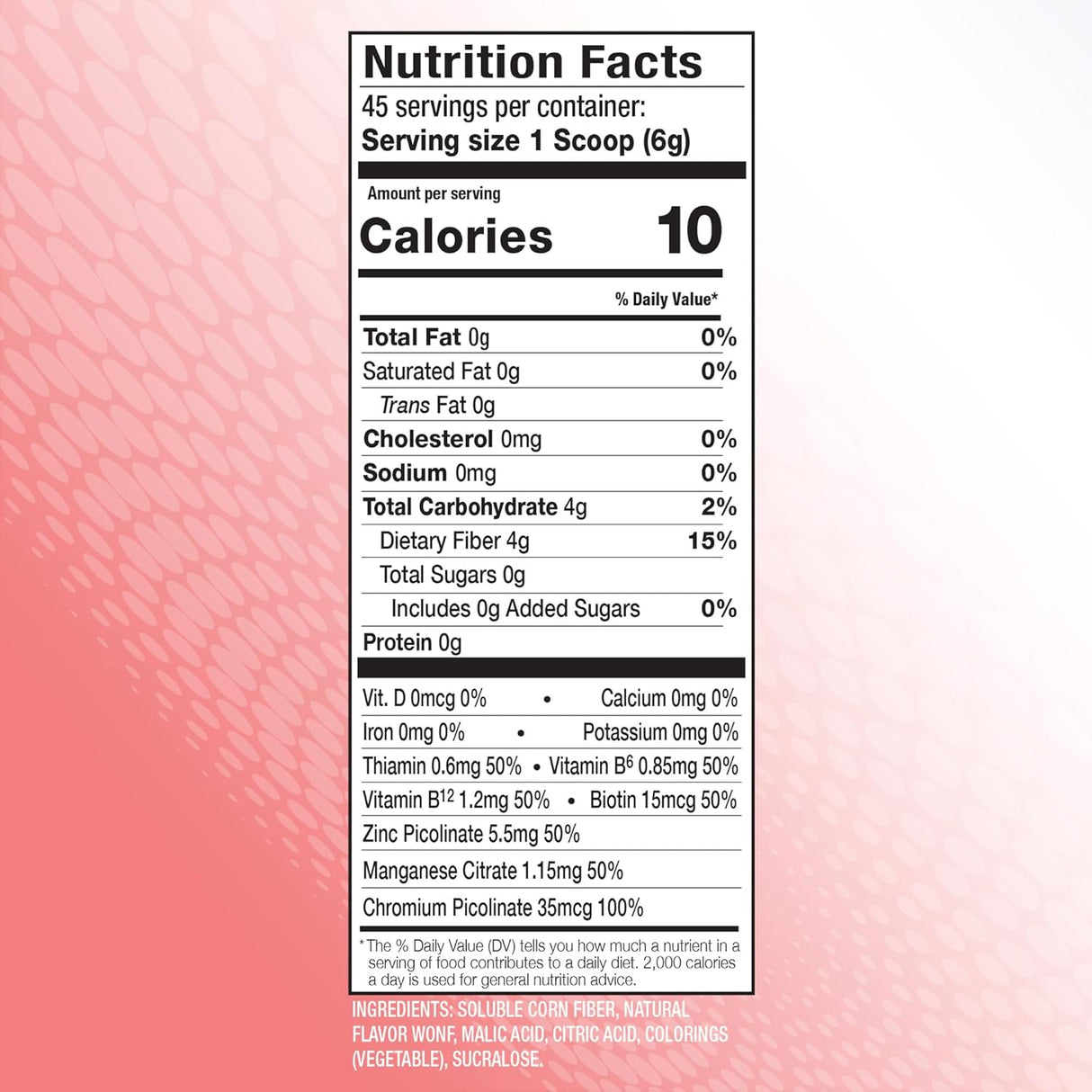 Delicioso suplemento de fibra soluble prebiótica fresa