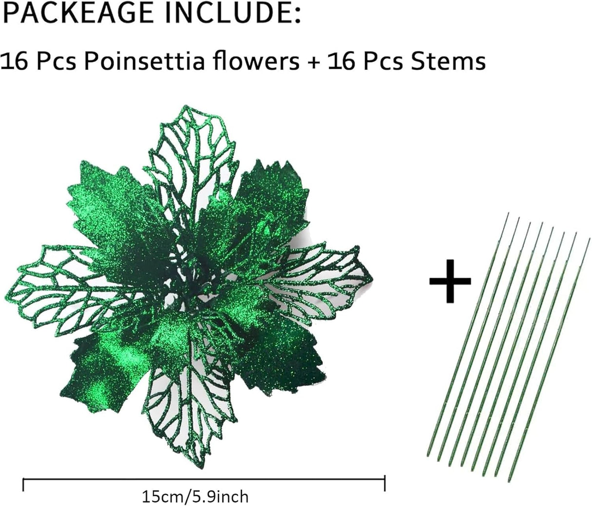 Flores Poinsettia Artificial Wironlst 16 Pcs para Decoración